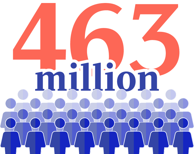 icon of 463 million with a crowd of people